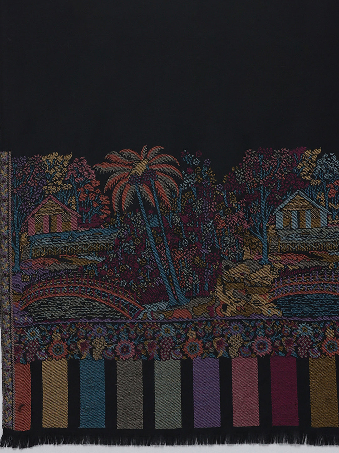 Women Black Printed Wool Blend Shawl