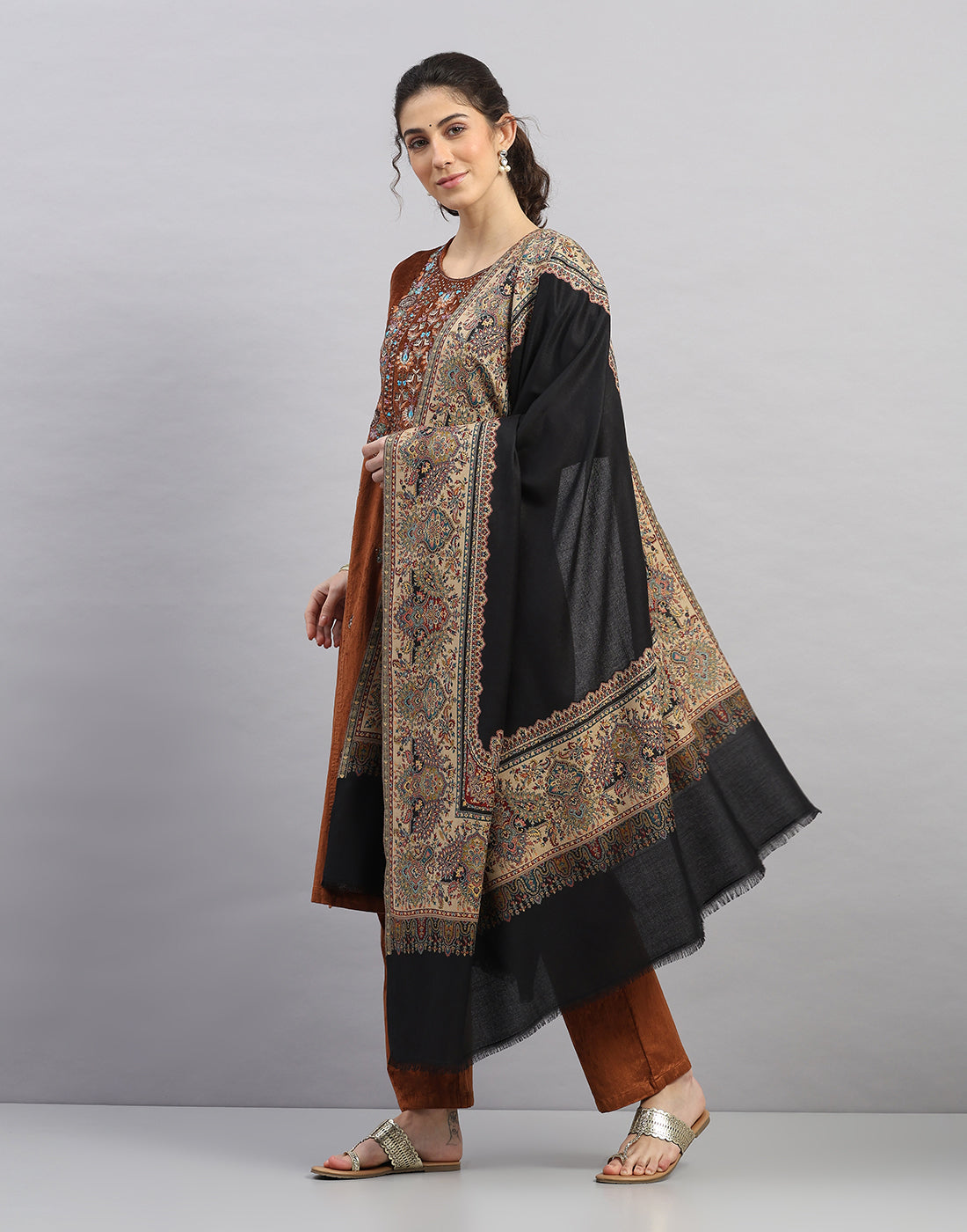 Women Multicolor Self Design Shawl