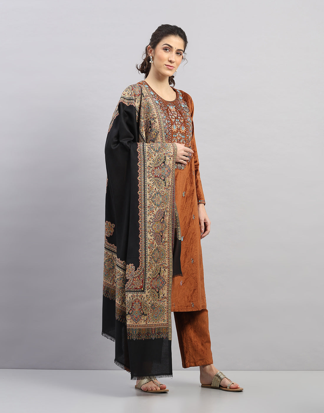 Women Multicolor Self Design Shawl