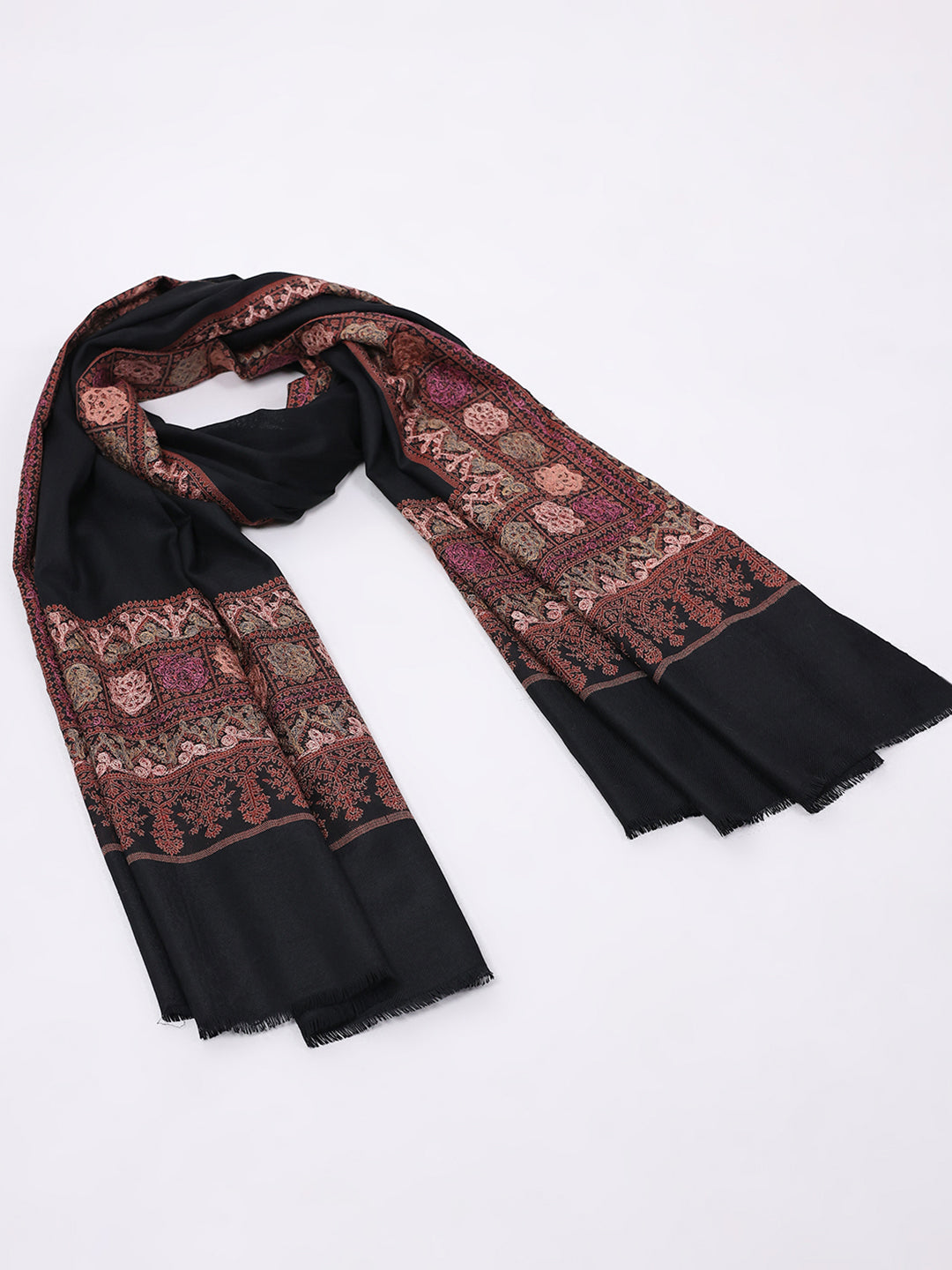 Women Black Printed Wool Blend Shawl