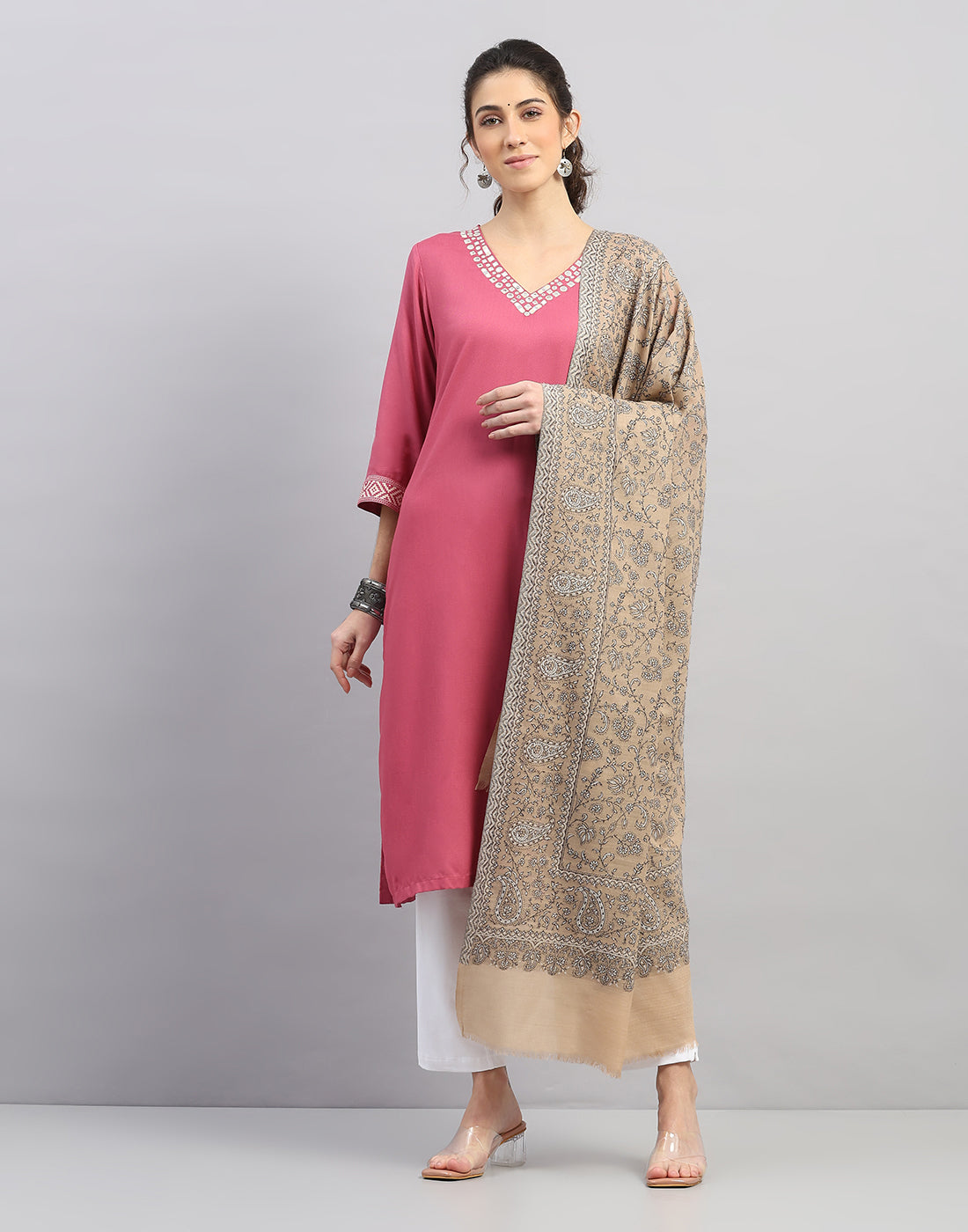 Women Multicolor Self Design Shawl