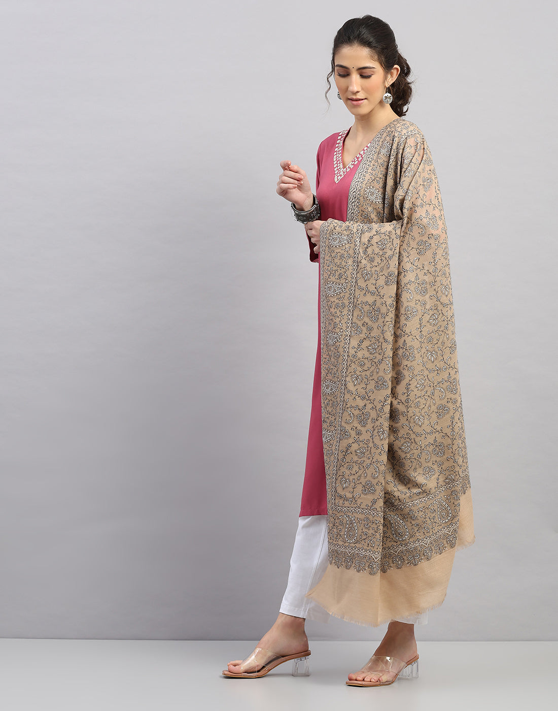 Women Multicolor Self Design Shawl
