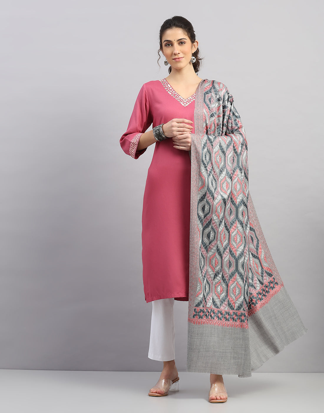 Women Multicolor Self Design Shawl