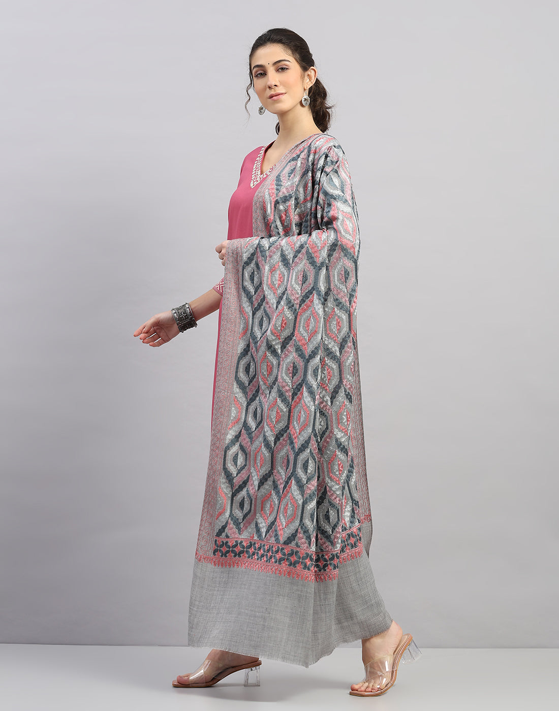 Women Multicolor Self Design Shawl
