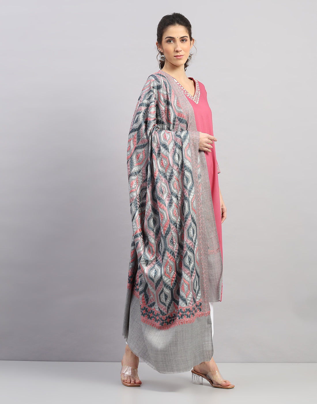 Women Multicolor Self Design Shawl