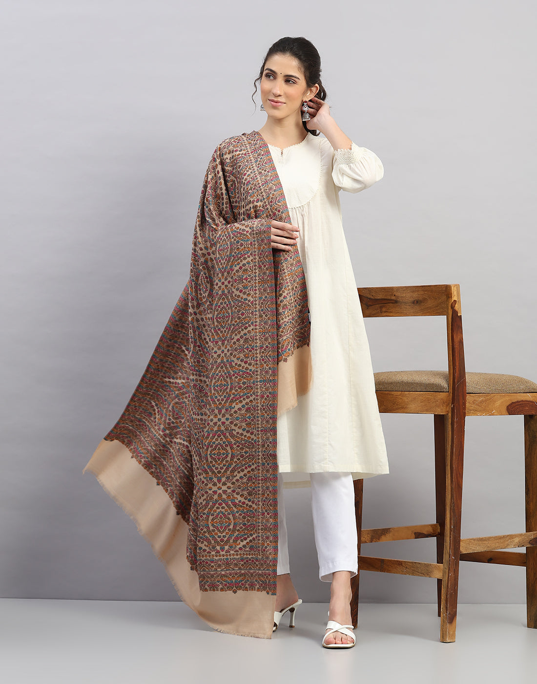 Women Multicolor Self Design Shawl
