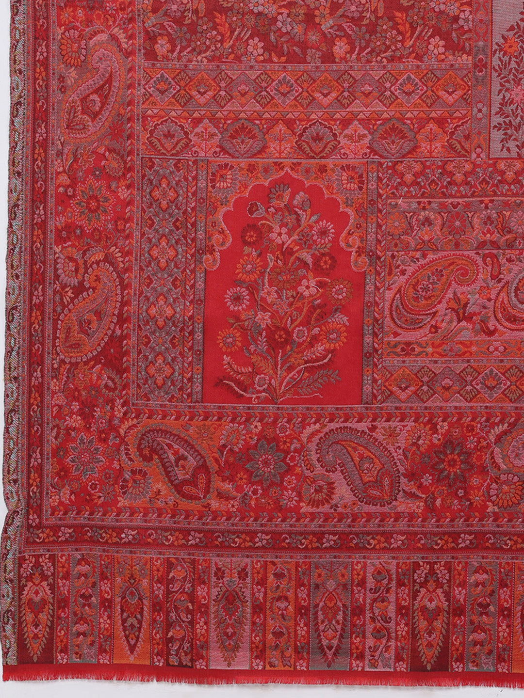 Women Maroon Printed Wool Blend Shawl