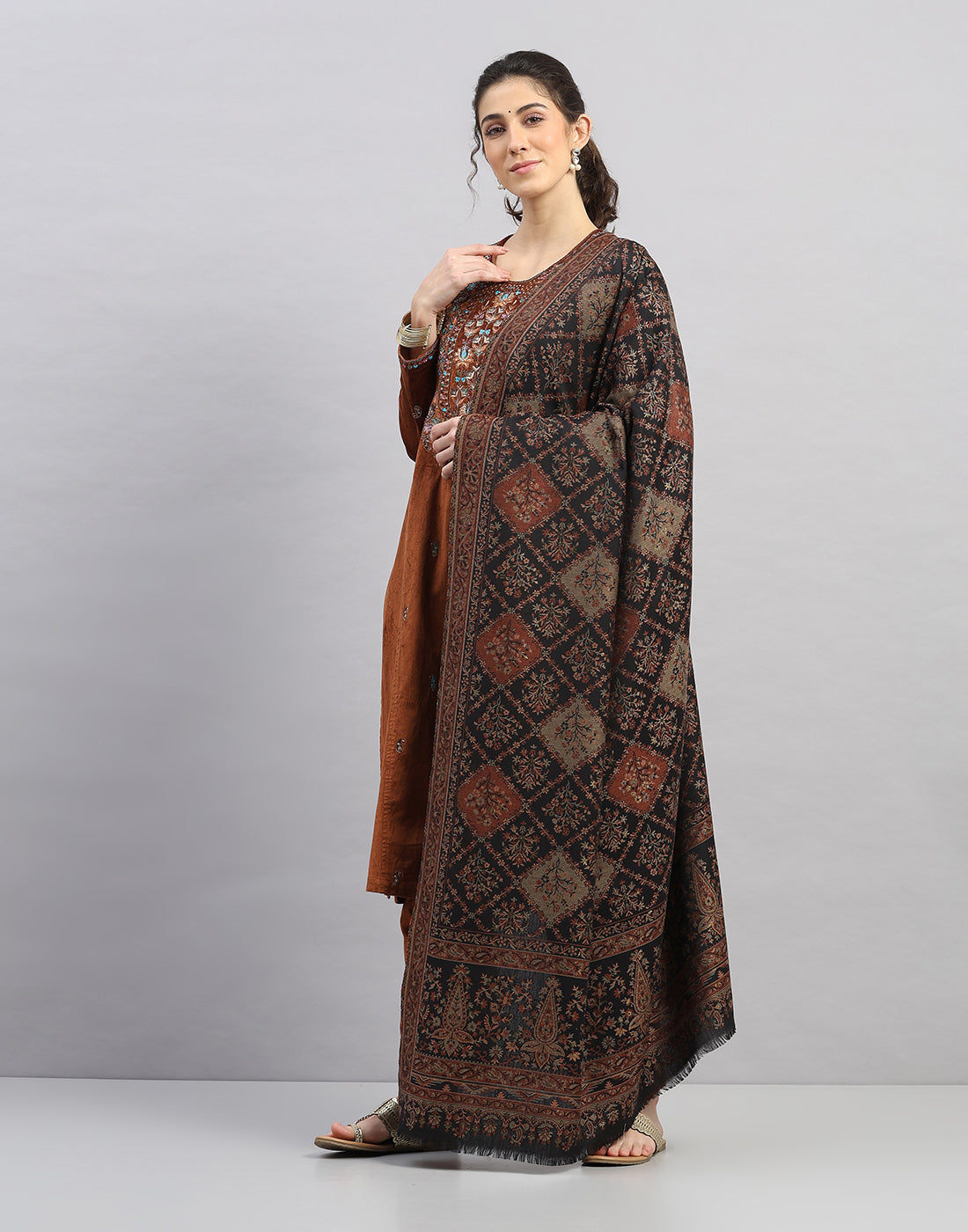 Women Multicolor Self Design Shawl