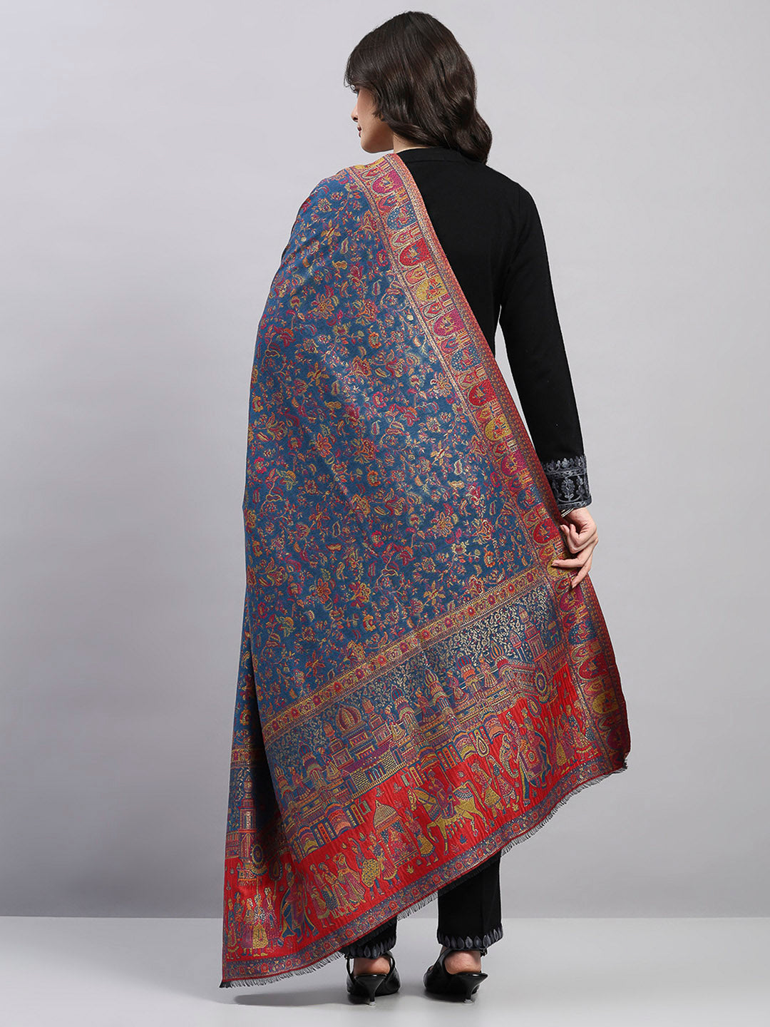 Women Multicolor Printed Wool Blend Shawl