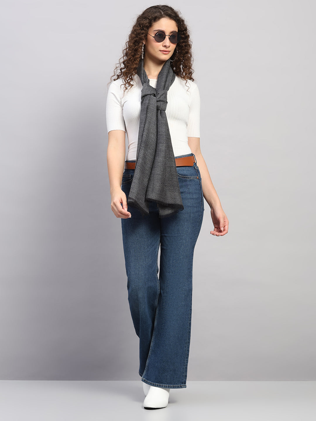 Women Multicolor Self Design Wool Stole