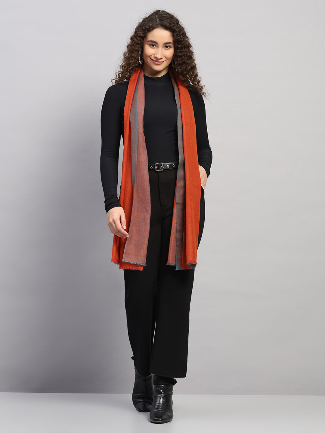 Women Multicolor Self Design Wool Stole