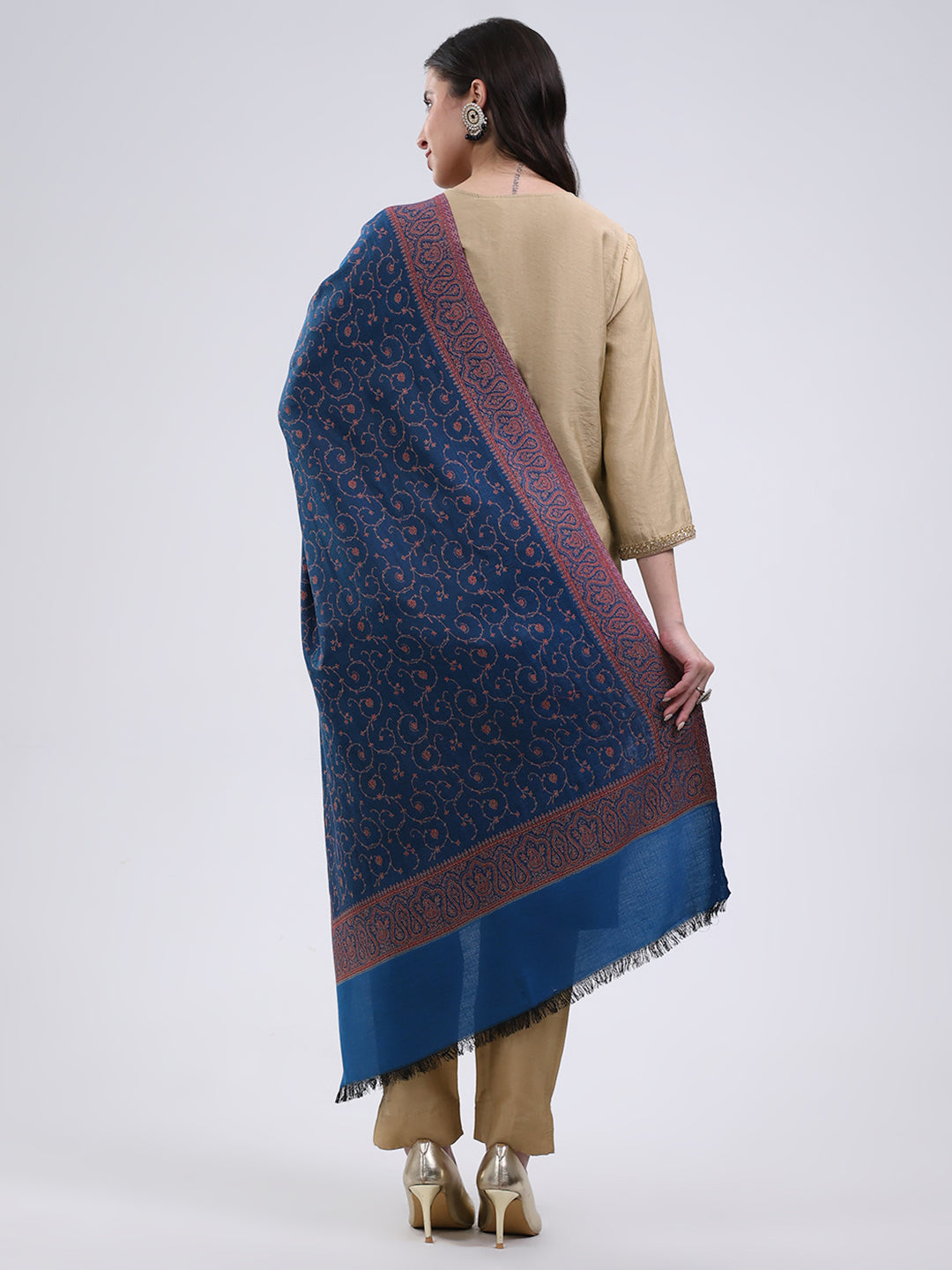 Women Multicolor Self Design Wool Blend Stole