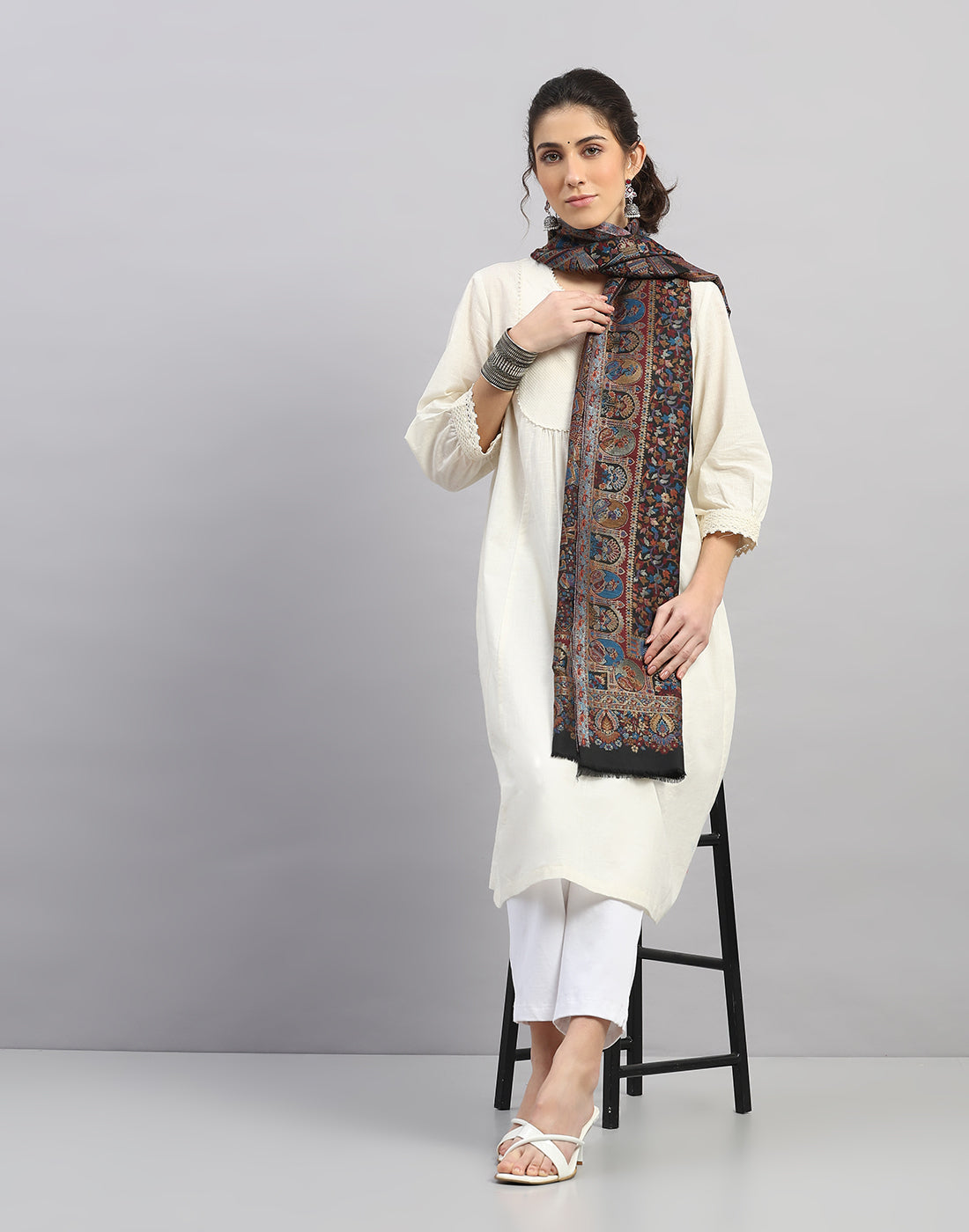 Women Multicolor Self Design Stole