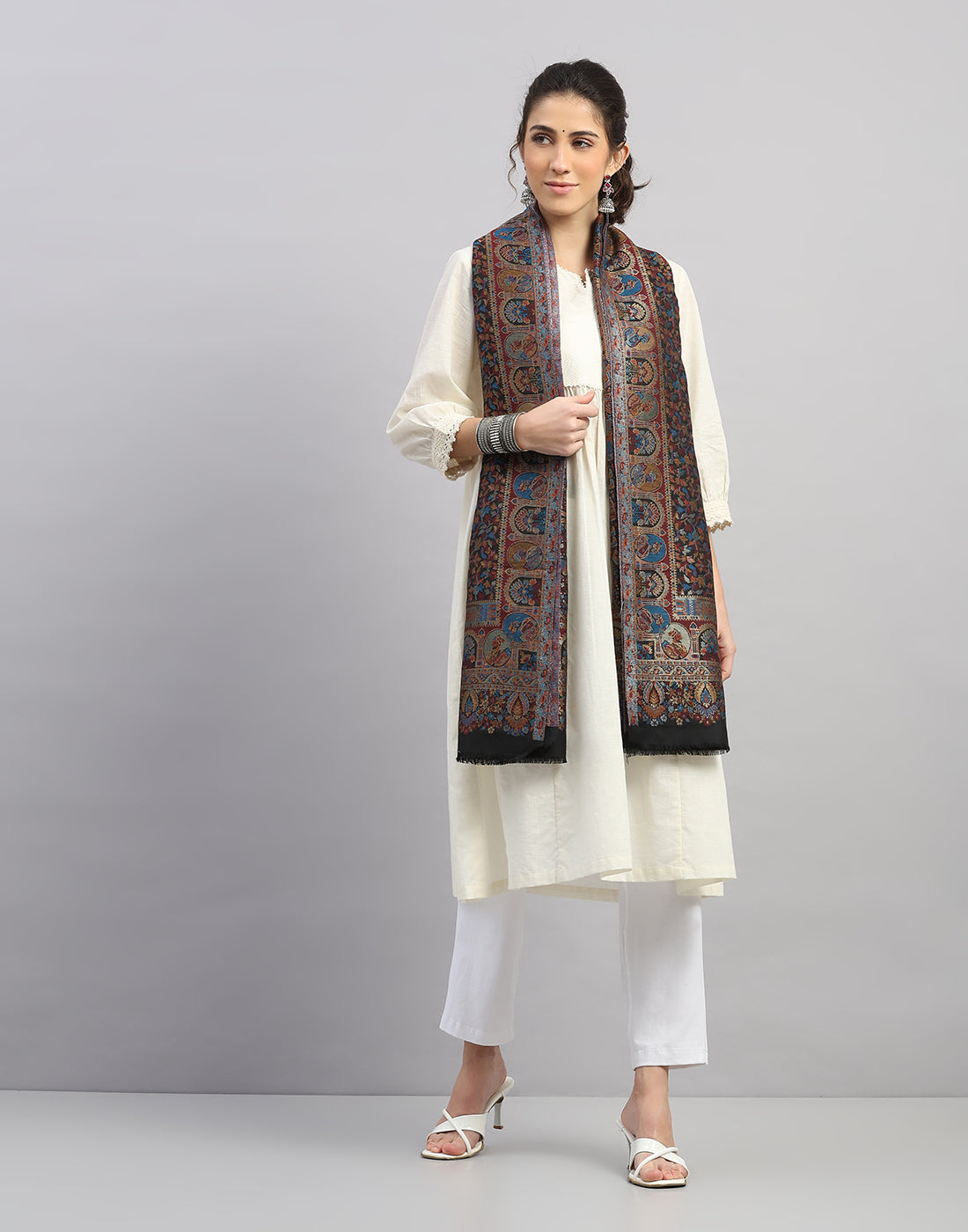 Women Multicolor Self Design Stole