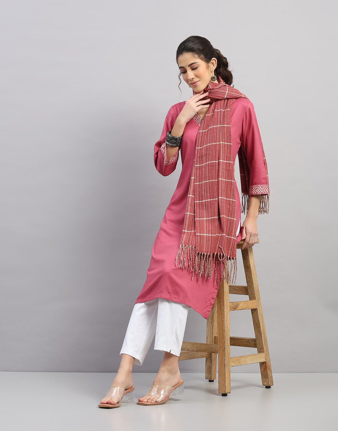 Women Multicolor Self Design Stole