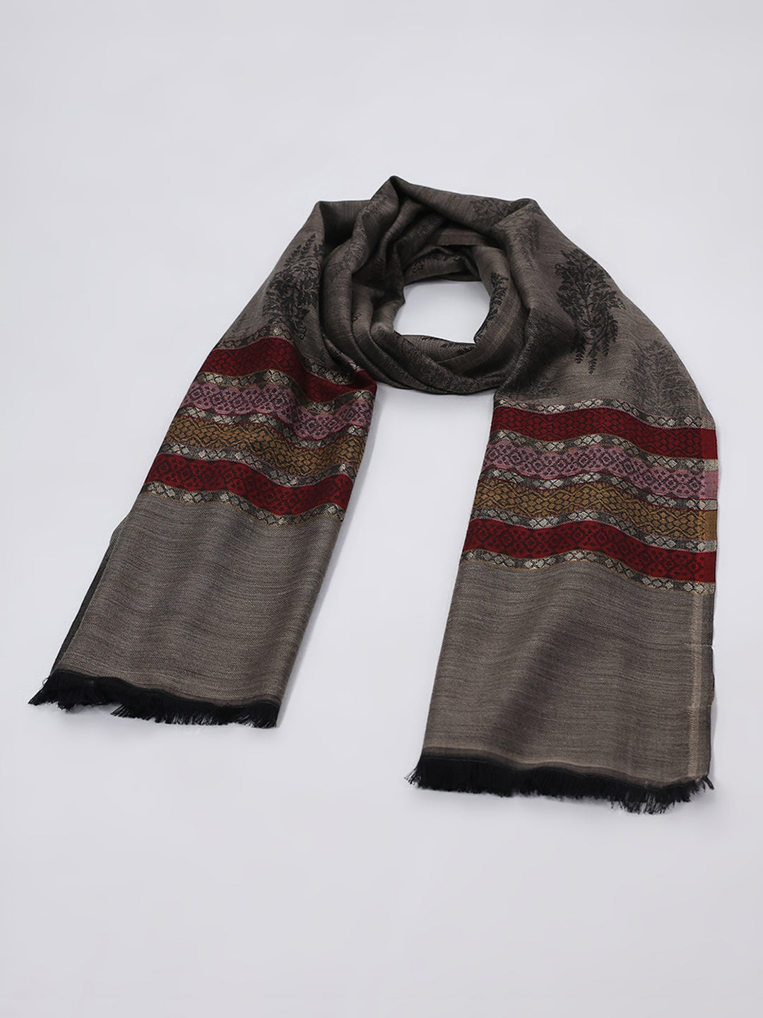 Women Multicolor Self Design Wool Blend Stole