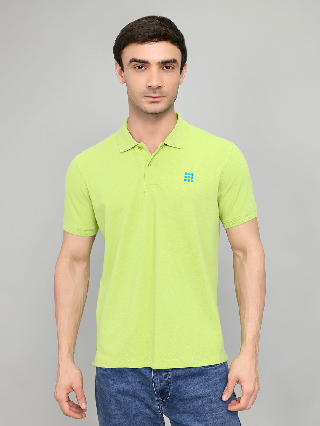 Rock.it Men Light Green Solid Collar Half Sleeve T-Shirt