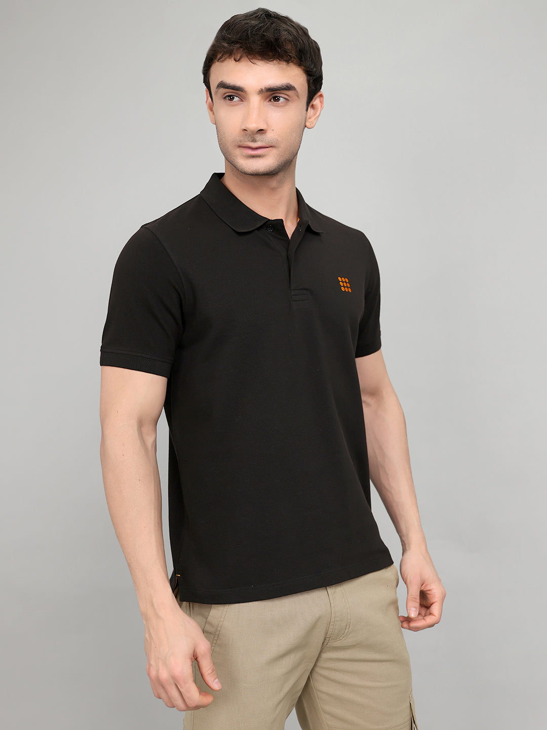 Rock.it Men Black Solid Collar Half Sleeve T-Shirt