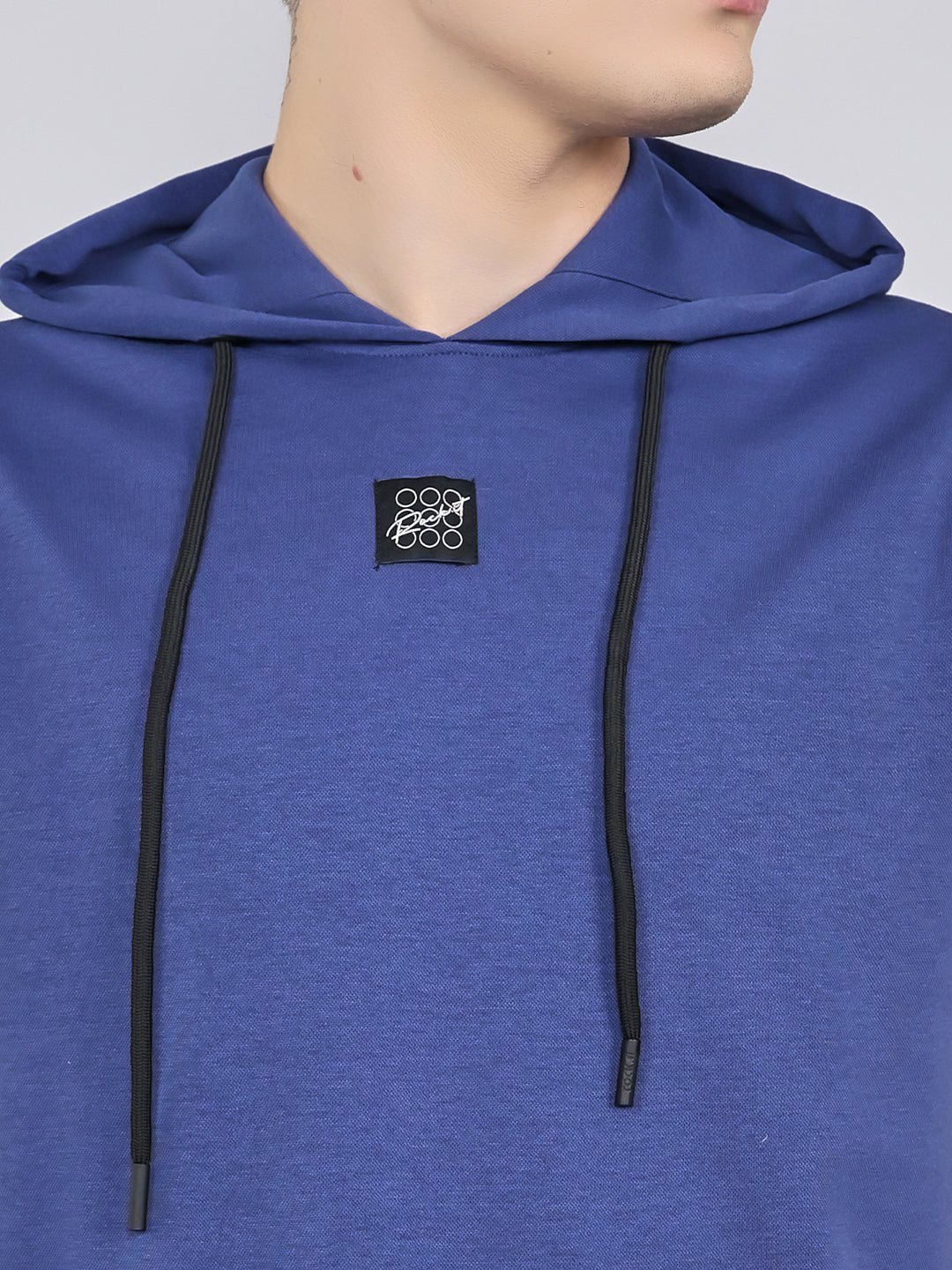 Rock.it Men Blue Solid Hooded Sleeveless T-Shirt