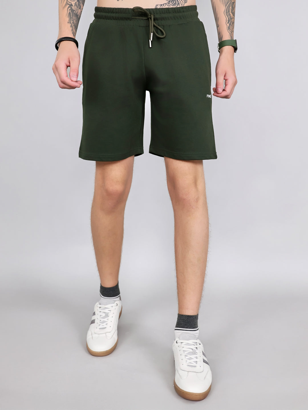 Rock.it Men Olive Solid Regular Fit Shorts