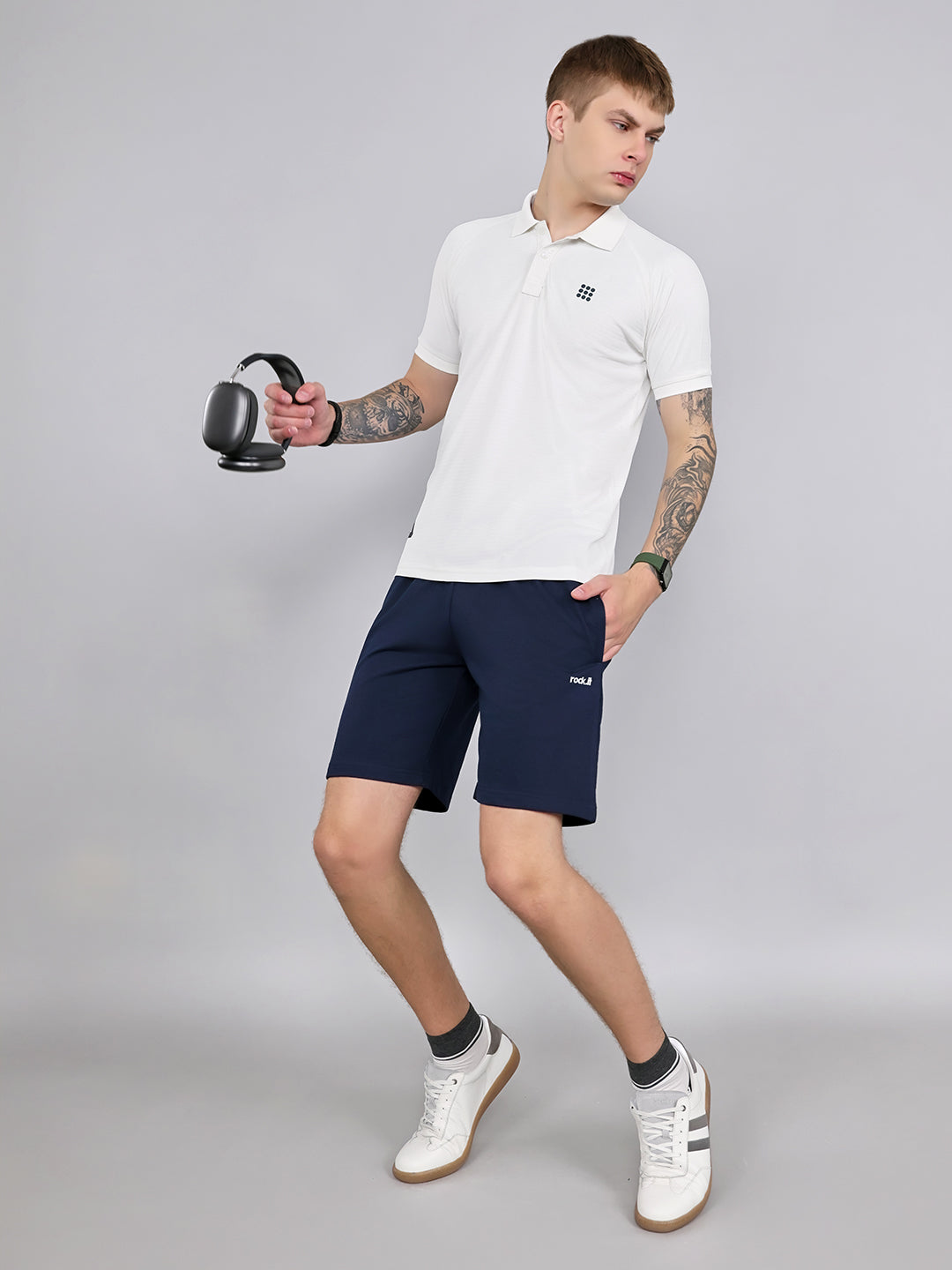 Rock.it Men Navy Blue Solid Regular Fit Shorts