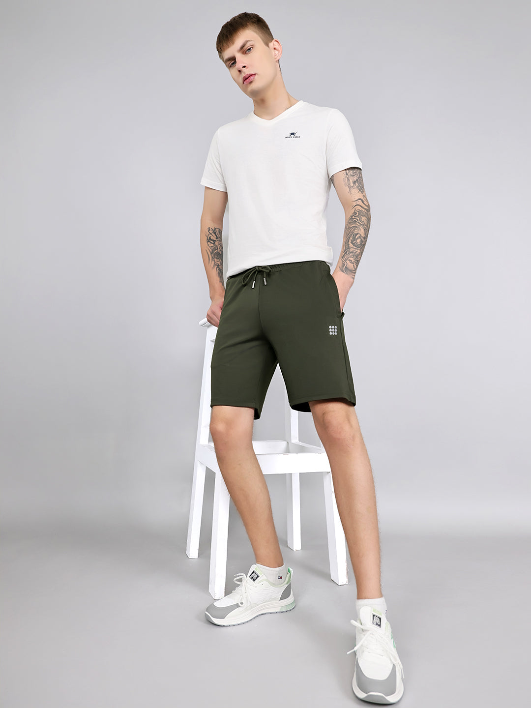 Rock.it Men Olive Solid Regular Fit Shorts