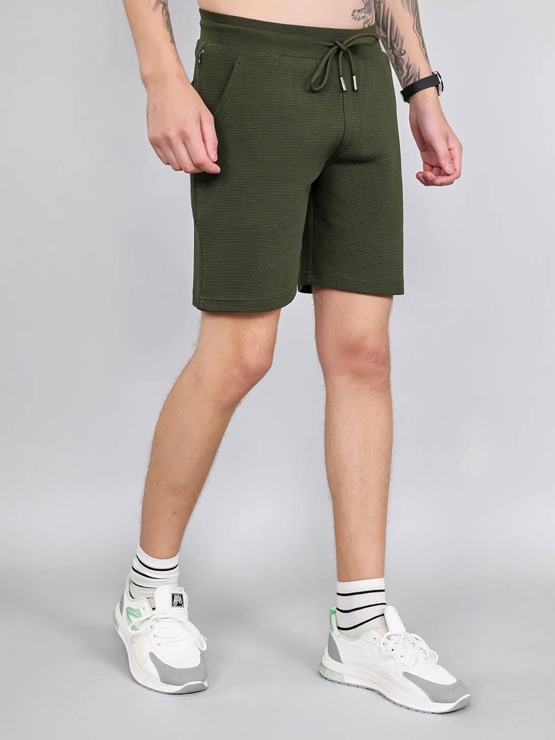 Rock.it Men Olive Solid Regular Fit Shorts