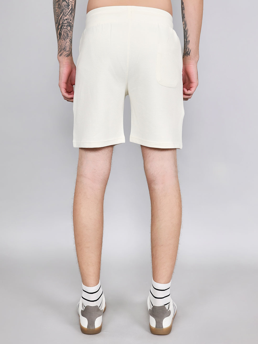 Rock.it Men Cream Solid Regular Fit Shorts