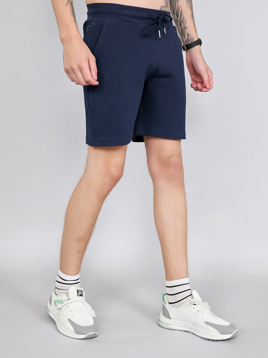 Rock.it Men Navy Blue Solid Regular Fit Shorts
