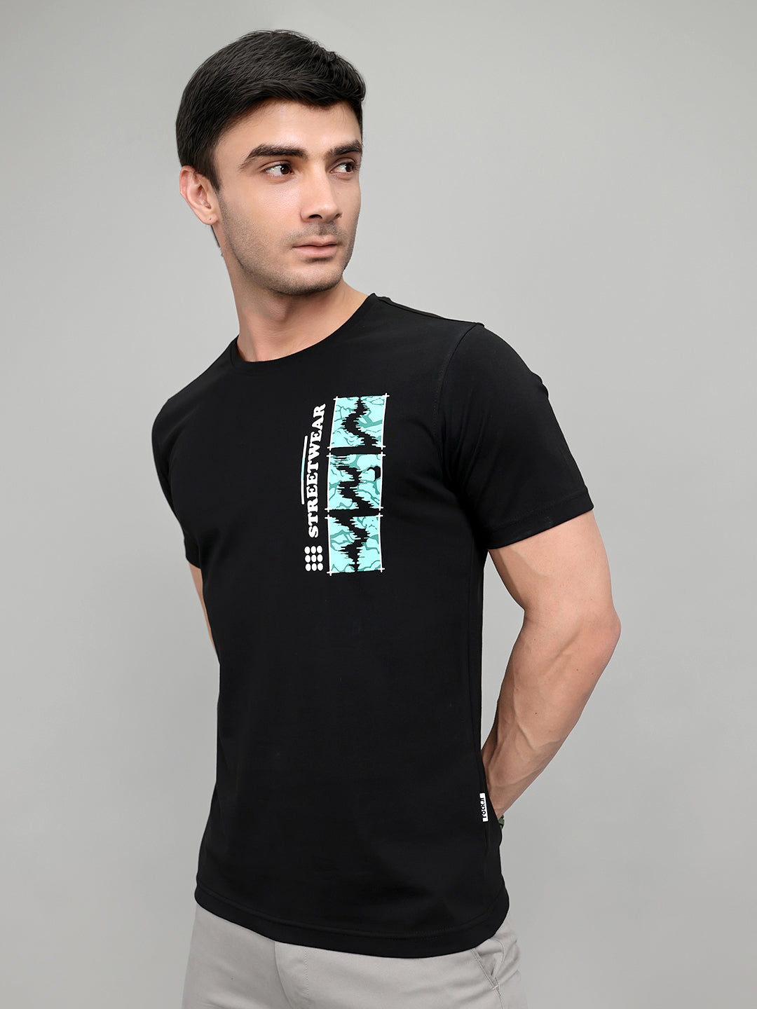 Rock.it Men Black Printed Round Neck Half Sleeve T-Shirt