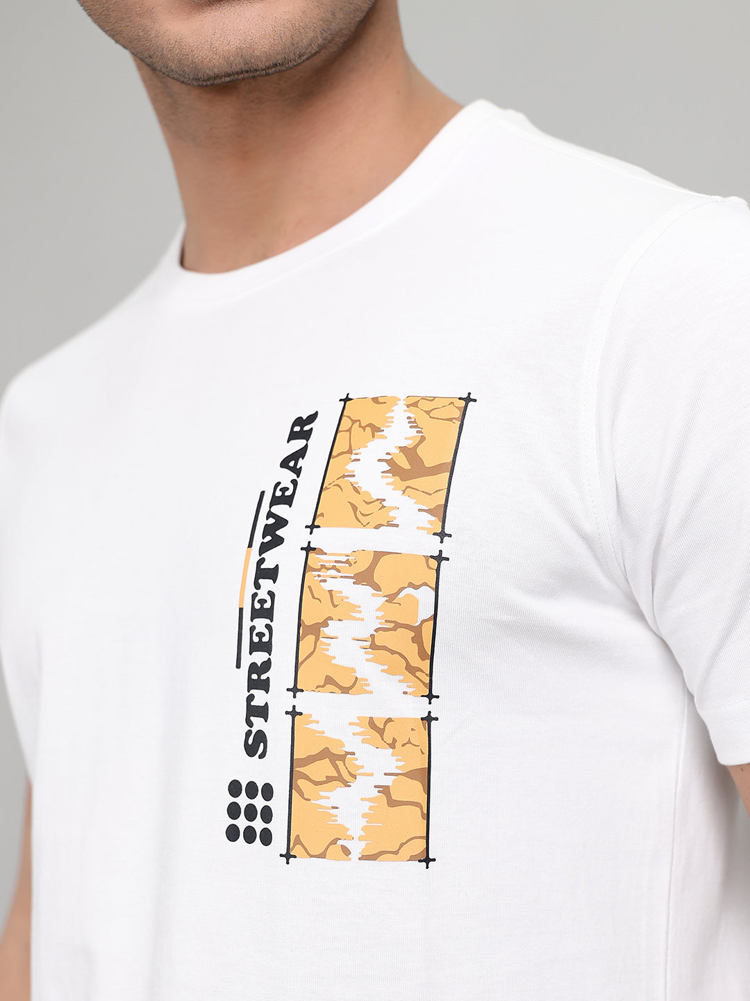 Rock.it Men White Printed Round Neck Half Sleeve T-Shirt