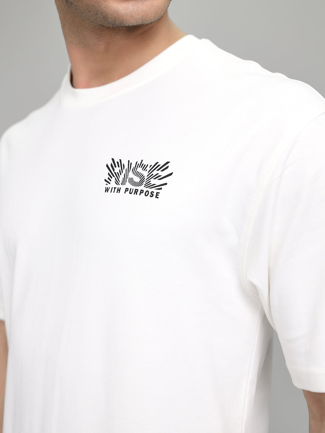 Rock.it Men Off White Back Printed Round Neck Half Sleeve T-Shirt