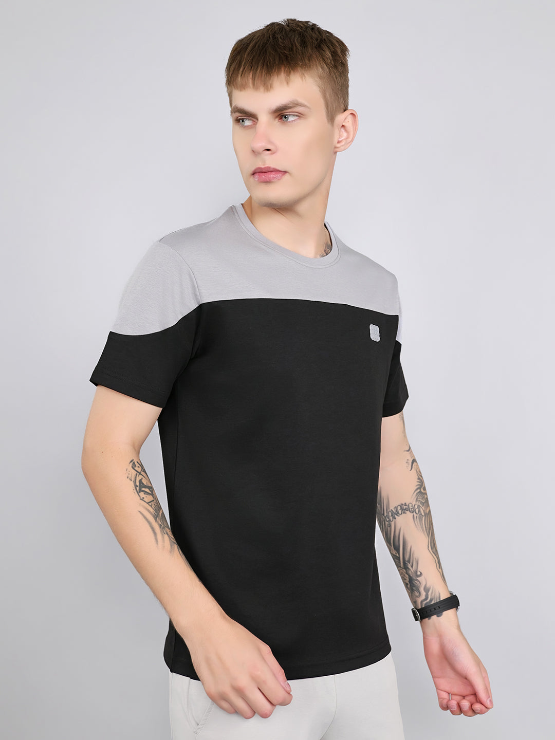 Rock.it Men Grey Solid Round Neck Half Sleeve T-Shirt