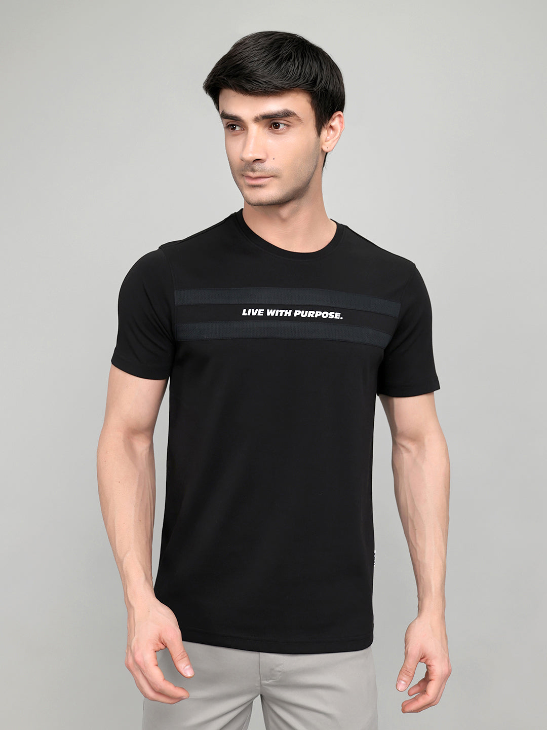 Rock.it Men Black Printed Round Neck Half Sleeve T-Shirt