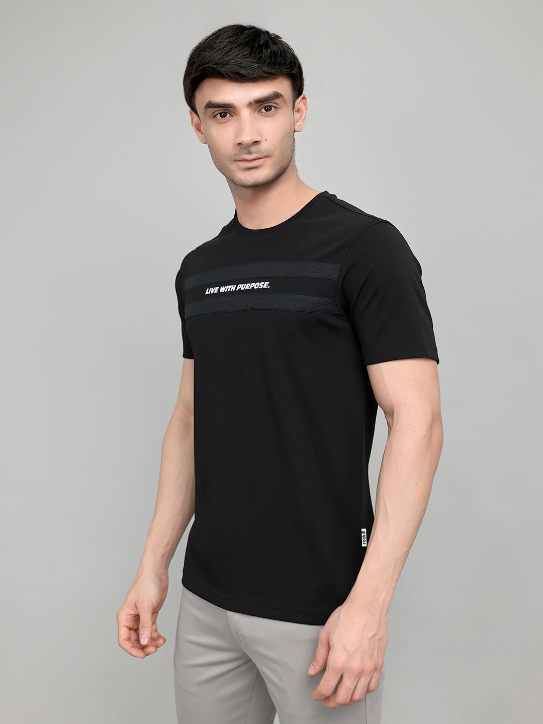 Rock.it Men Black Printed Round Neck Half Sleeve T-Shirt