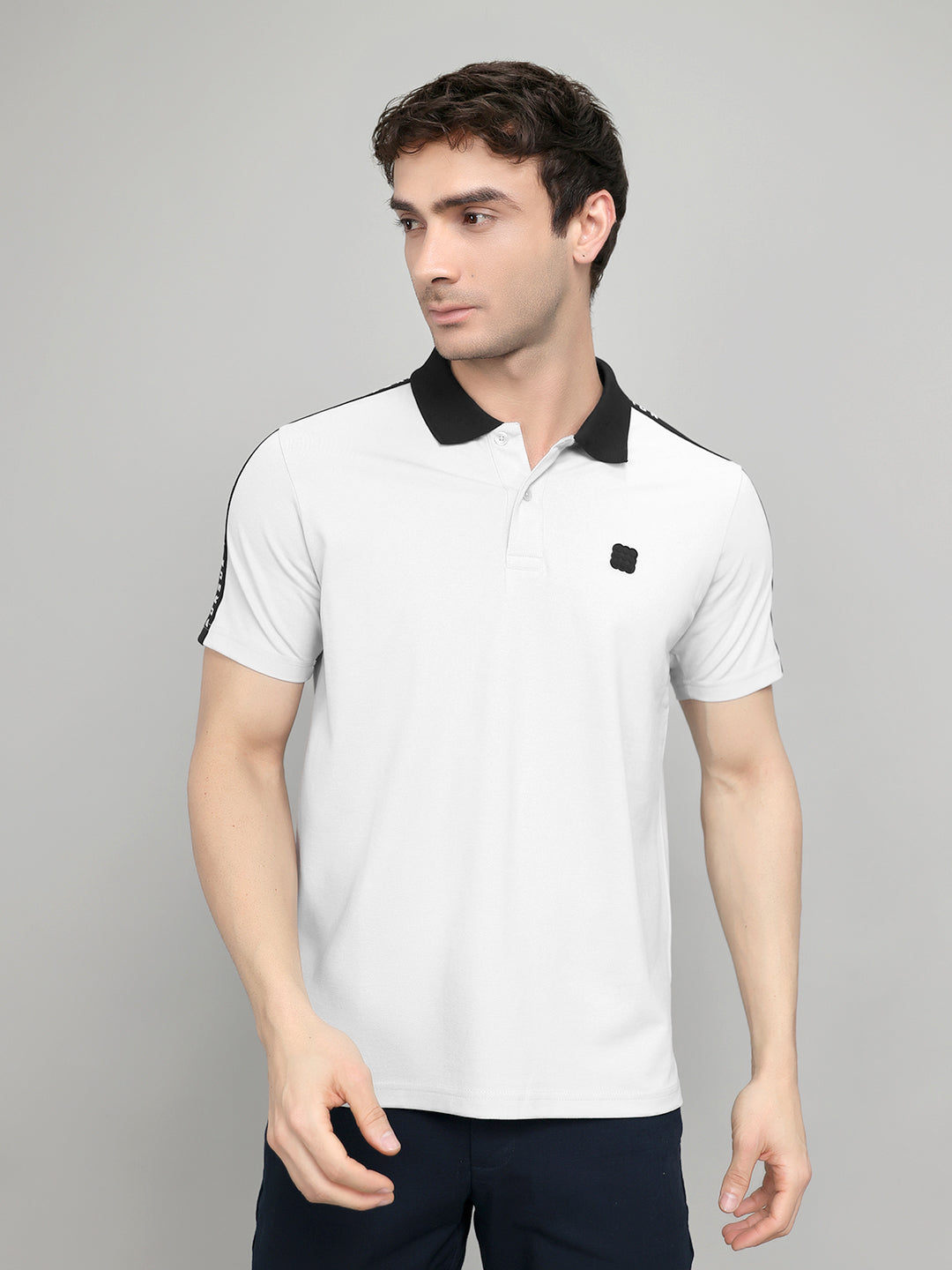 Rock.it Men Grey Solid Collar Half Sleeve T-Shirt