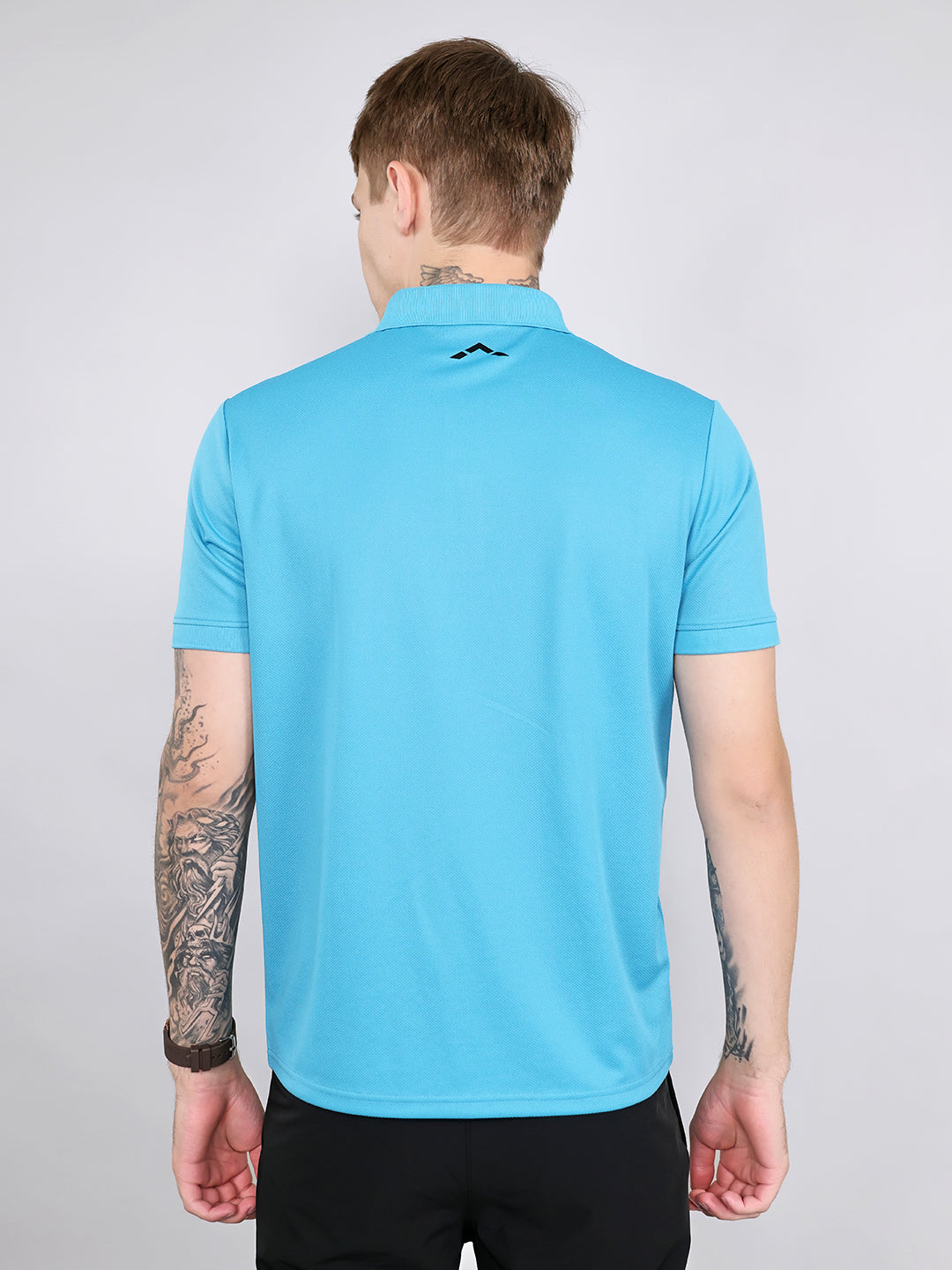 Rock.it Men Blue Jacquard Collar Half Sleeve T-Shirt
