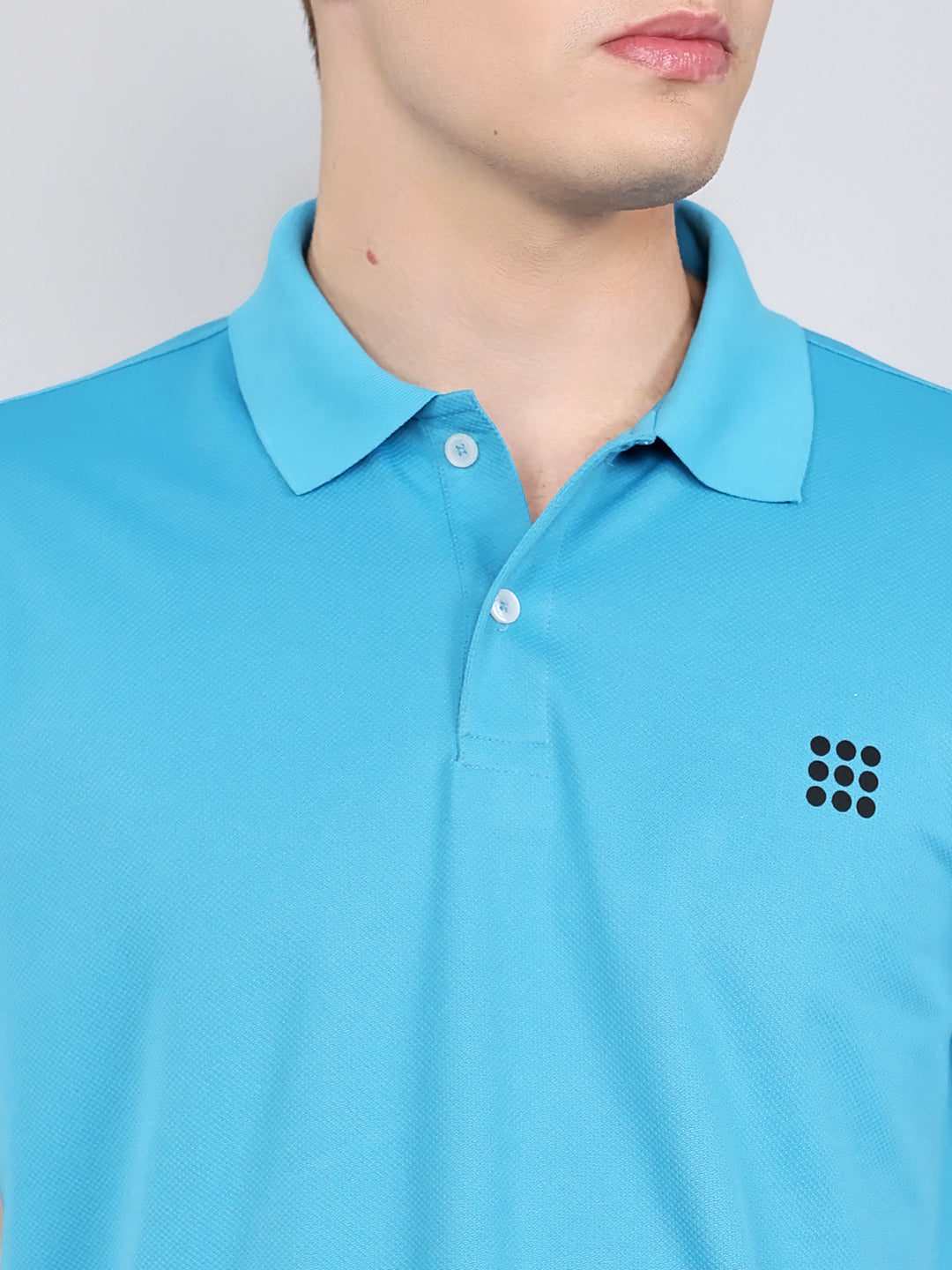 Rock.it Men Blue Jacquard Collar Half Sleeve T-Shirt