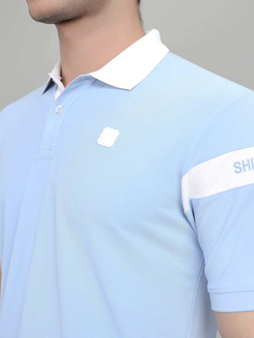 Rock.it Men Sky Blue Printed Collar Half Sleeve T-Shirt