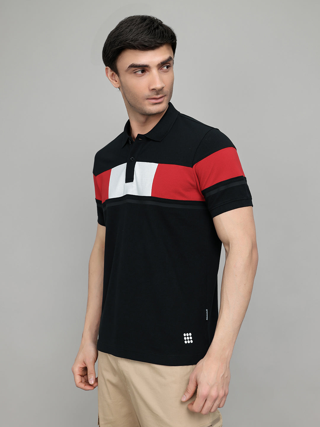 Rock.it Men Black Colourblocked Collar Half Sleeve T-Shirt