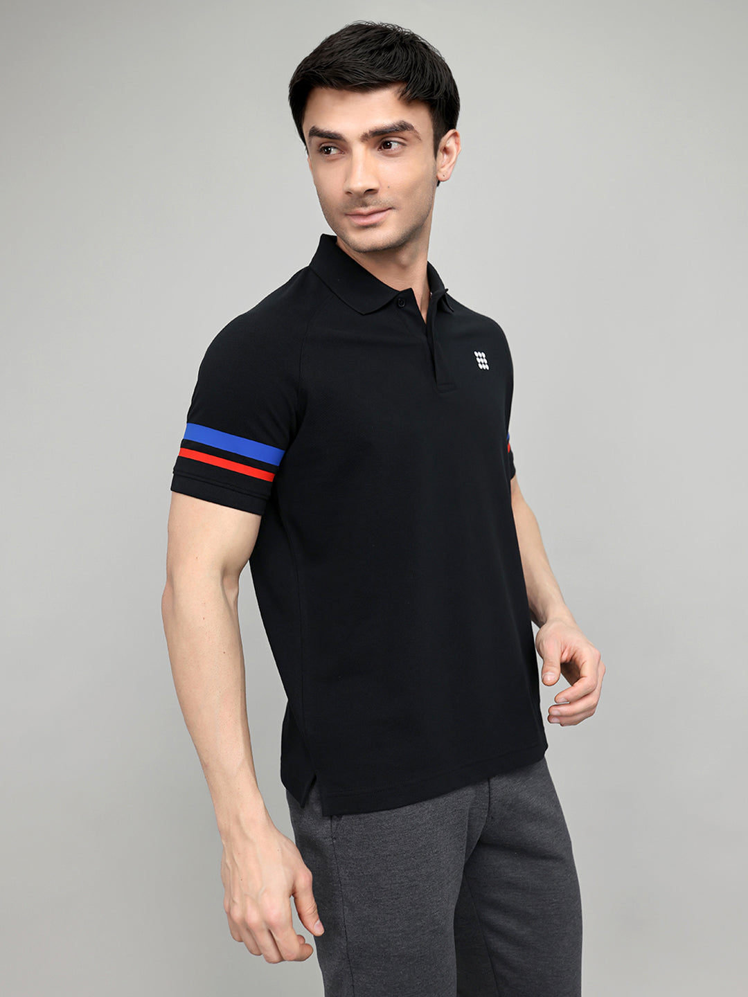 Rock.it Men Black Solid Collar Half Sleeve T-Shirt
