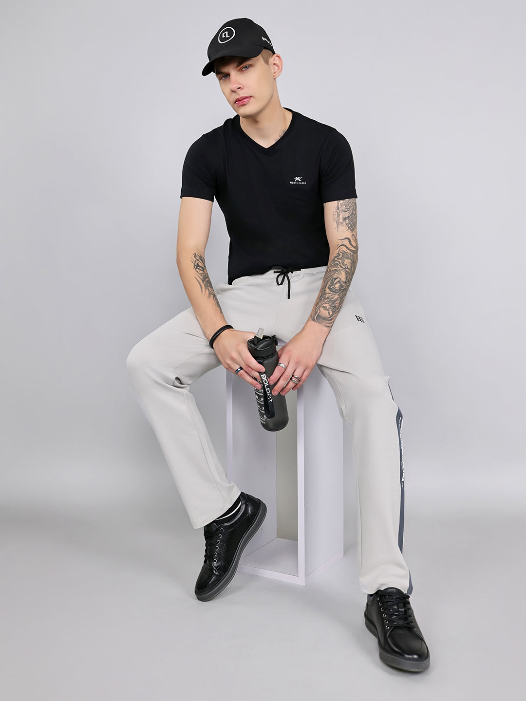 Rock.it Men Light Grey Solid Smart Fit Lower