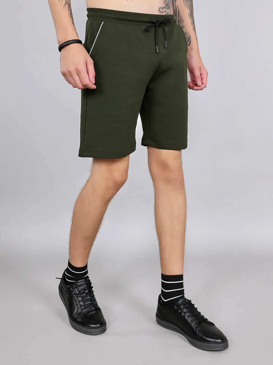 Rock.it Men Olive Solid Regular Fit Shorts