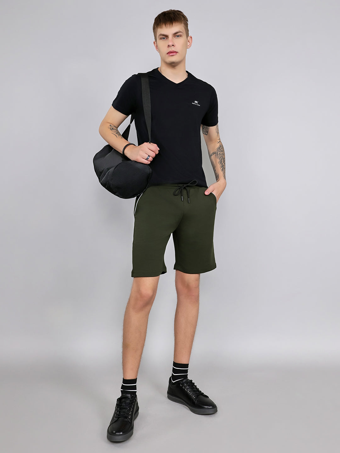 Rock.it Men Olive Solid Regular Fit Shorts