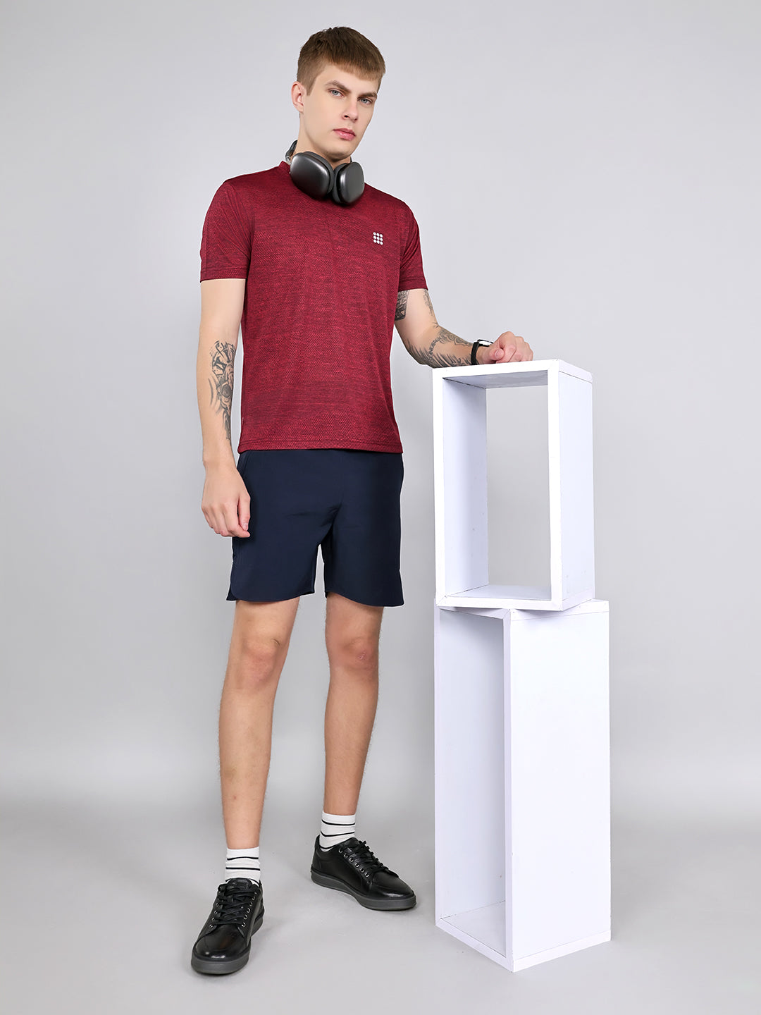 Rock.it Men Navy Blue Solid Regular Fit Shorts