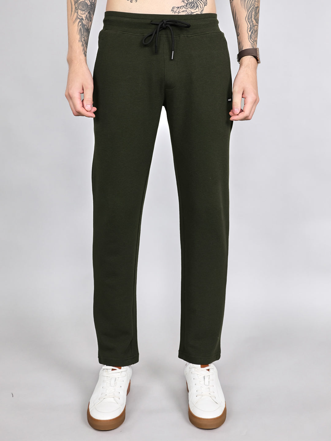 Rock.it Men Olive Solid Collar Half Sleeve Cords Set