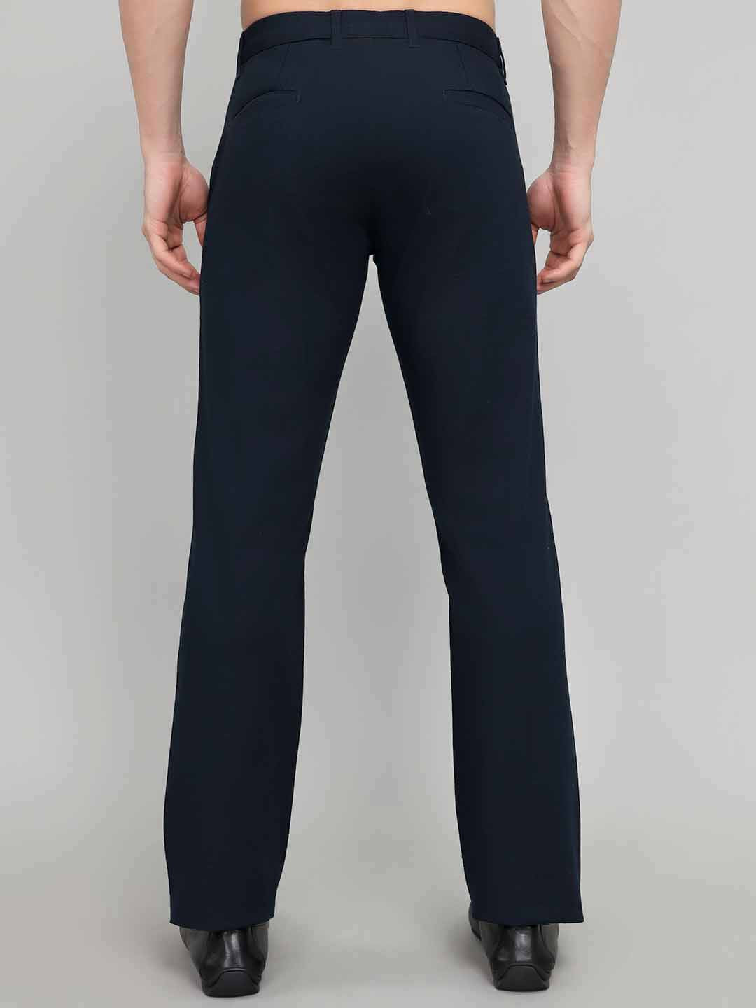 Rock.it Men Navy Blue Solid Regular Fit Chinos