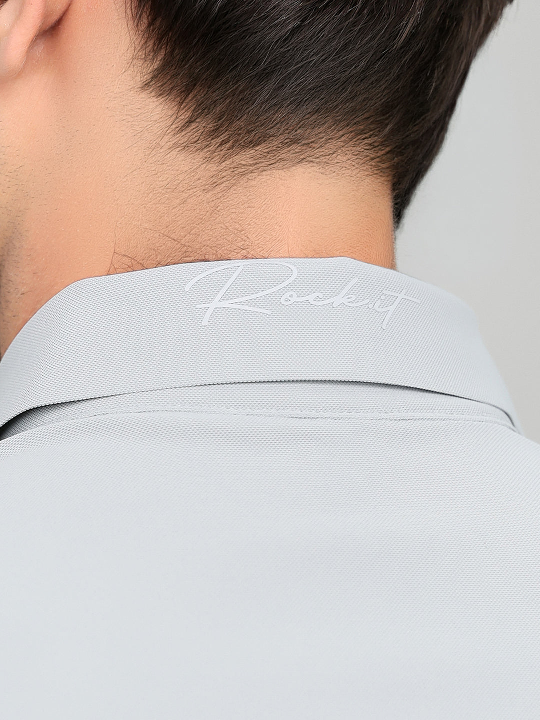 Rock.it Men Grey Solid Collar Half Sleeve Shirt