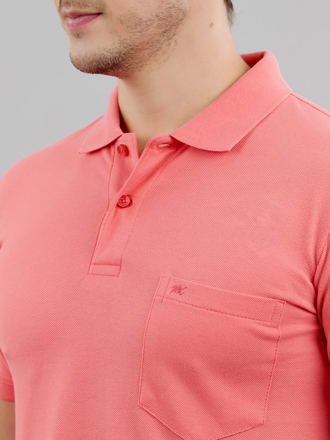 Men Pink Solid Polo Collar Half Sleeve T-Shirt