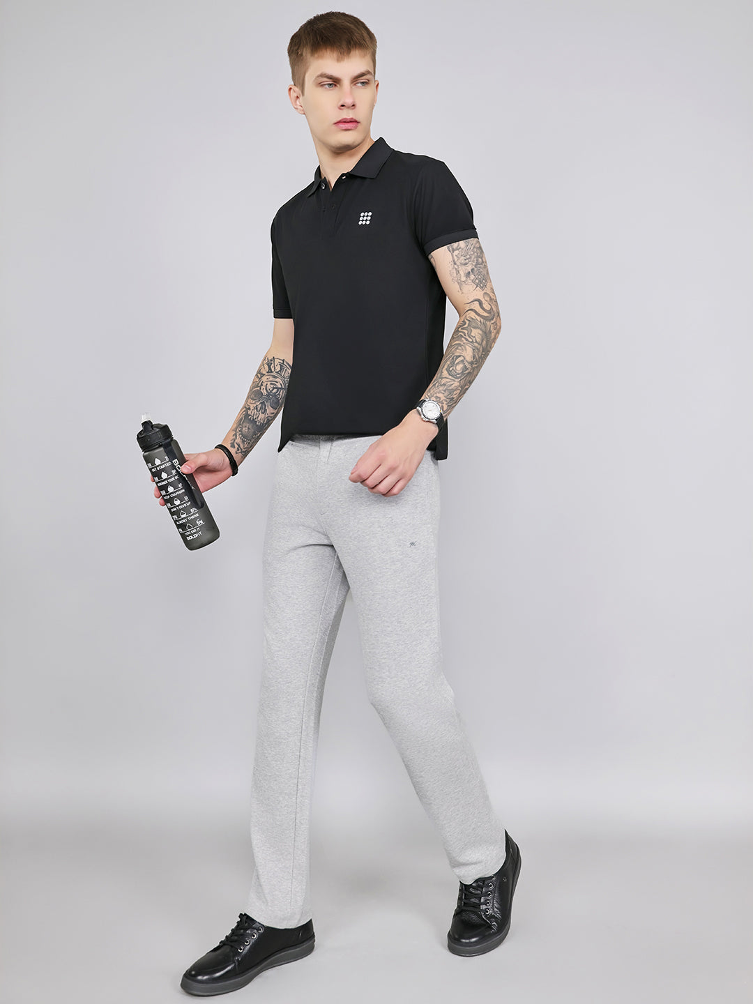 Men Grey Solid Regular Fit Lower